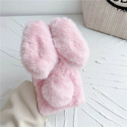 For Huawei Mate 60 Pro+ Case Flexible TPU Cute Furry 3D Bunny Ears Phone Cover