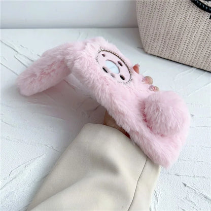 For Huawei Mate 60 Pro+ Case Flexible TPU Cute Furry 3D Bunny Ears Phone Cover