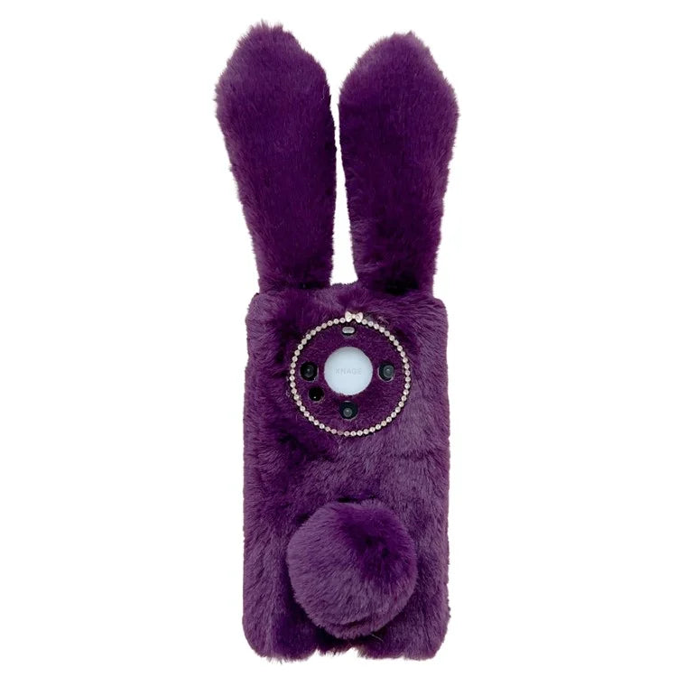 For Huawei Mate 60 Pro+ Case Flexible TPU Cute Furry 3D Bunny Ears Phone Cover