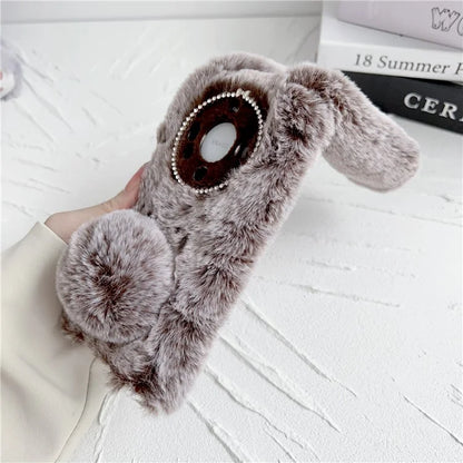 For Huawei Mate 60 Pro+ Case Flexible TPU Cute Furry 3D Bunny Ears Phone Cover