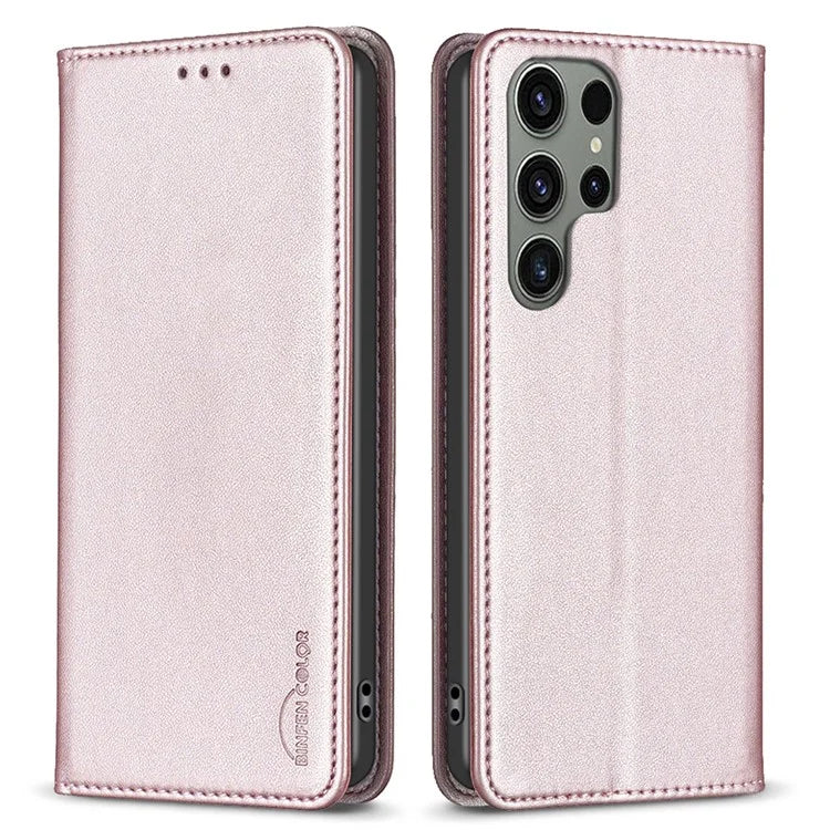 BINFEN COLOR BF18 For Samsung Galaxy S24 Ultra Case Card Holder Magnetic Closing Cover