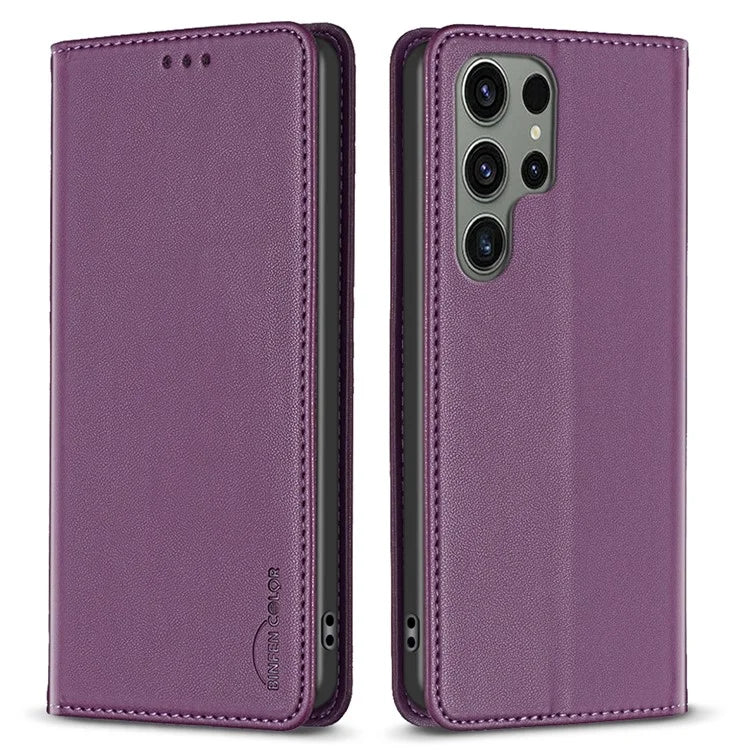 BINFEN COLOR BF18 For Samsung Galaxy S24 Ultra Case Card Holder Magnetic Closing Cover