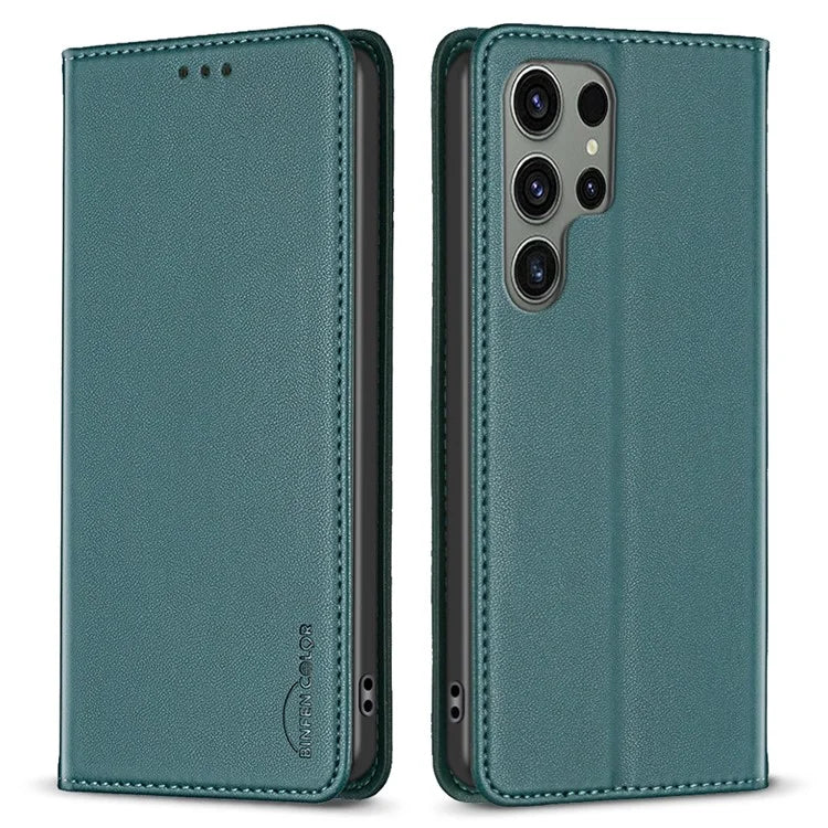 BINFEN COLOR BF18 For Samsung Galaxy S24 Ultra Case Card Holder Magnetic Closing Cover