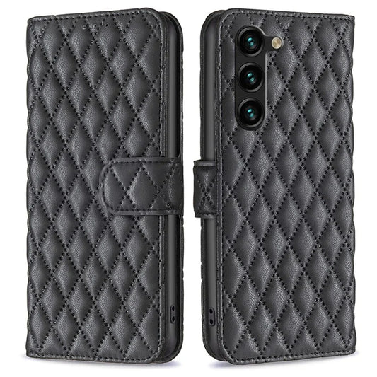 BINFEN COLOR BF Style-14 For Samsung Galaxy S24+ Case Rhombus Imprinted Phone Leather Cover