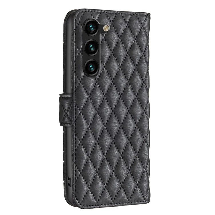 BINFEN COLOR BF Style-14 For Samsung Galaxy S24+ Case Rhombus Imprinted Phone Leather Cover