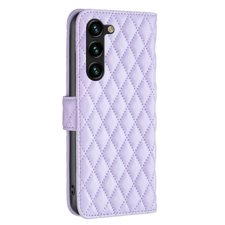 BINFEN COLOR BF Style-14 For Samsung Galaxy S24+ Case Rhombus Imprinted Phone Leather Cover