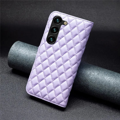 BINFEN COLOR BF Style-14 For Samsung Galaxy S24+ Case Rhombus Imprinted Phone Leather Cover