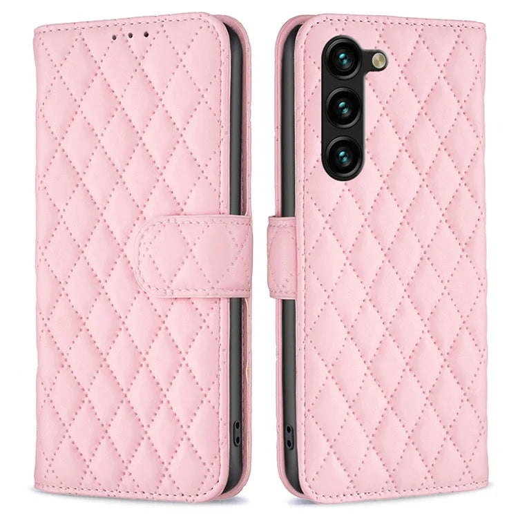 BINFEN COLOR BF Style-14 For Samsung Galaxy S24+ Case Rhombus Imprinted Phone Leather Cover