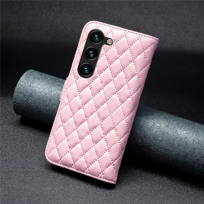 BINFEN COLOR BF Style-14 For Samsung Galaxy S24+ Case Rhombus Imprinted Phone Leather Cover