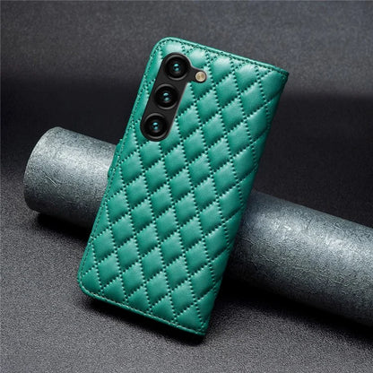 BINFEN COLOR BF Style-14 For Samsung Galaxy S24+ Case Rhombus Imprinted Phone Leather Cover