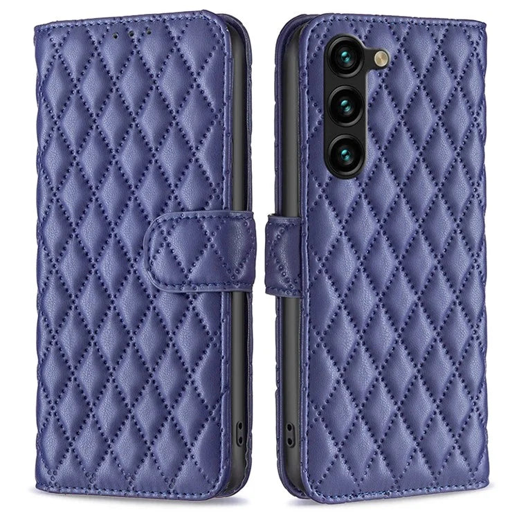 BINFEN COLOR BF Style-14 For Samsung Galaxy S24+ Case Rhombus Imprinted Phone Leather Cover
