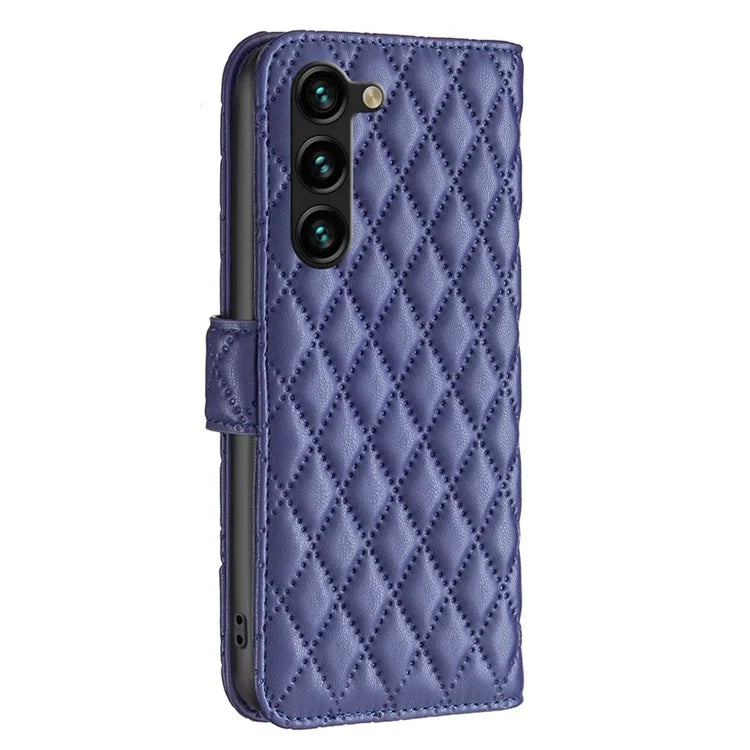 BINFEN COLOR BF Style-14 For Samsung Galaxy S24+ Case Rhombus Imprinted Phone Leather Cover