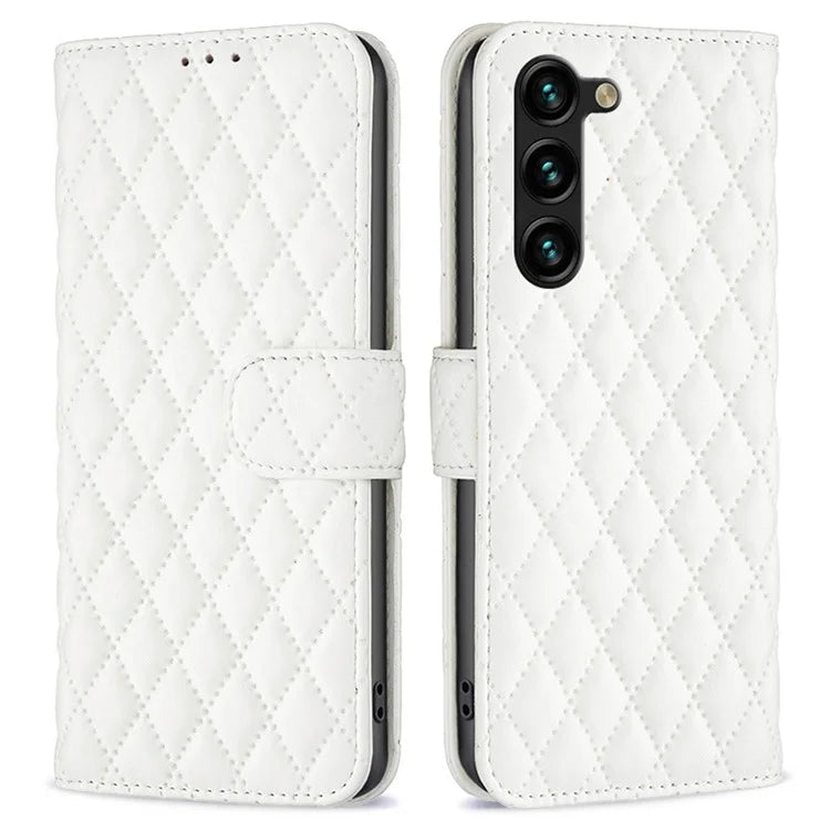 BINFEN COLOR BF Style-14 For Samsung Galaxy S24+ Case Rhombus Imprinted Phone Leather Cover