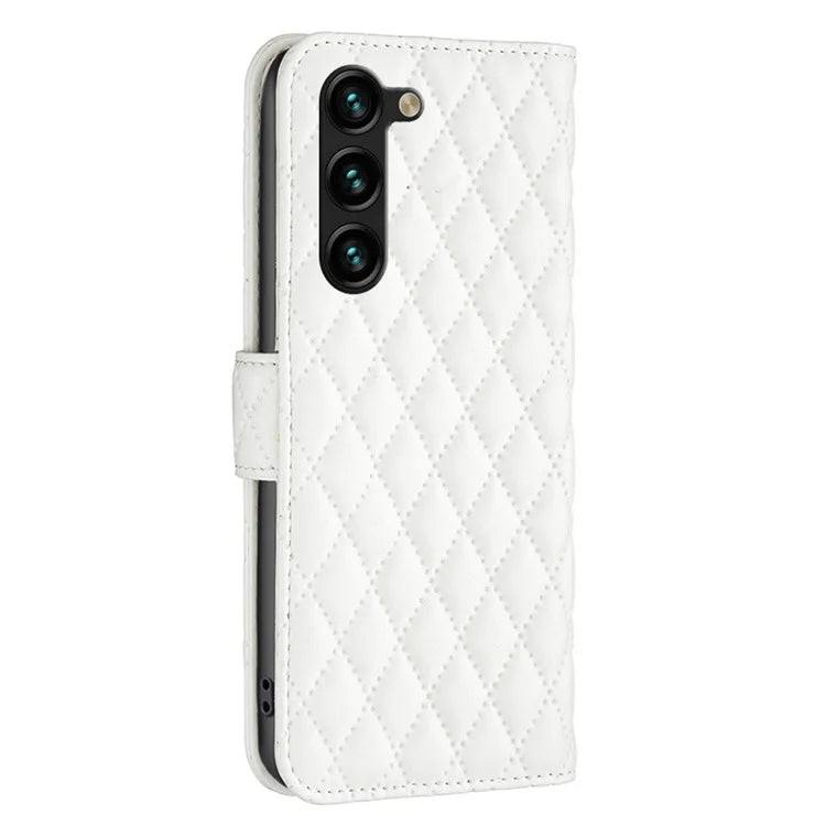 BINFEN COLOR BF Style-14 For Samsung Galaxy S24+ Case Rhombus Imprinted Phone Leather Cover