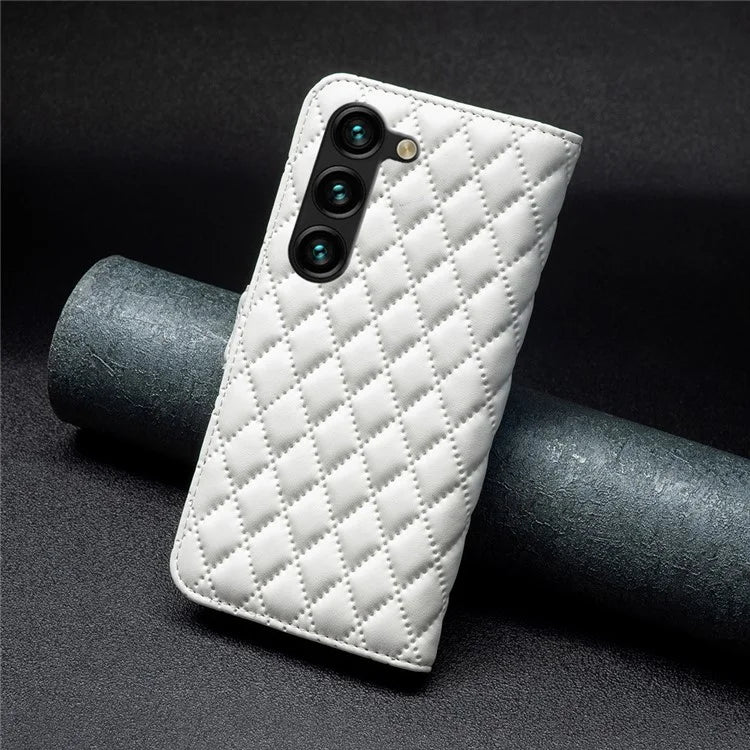 BINFEN COLOR BF Style-14 For Samsung Galaxy S24+ Case Rhombus Imprinted Phone Leather Cover