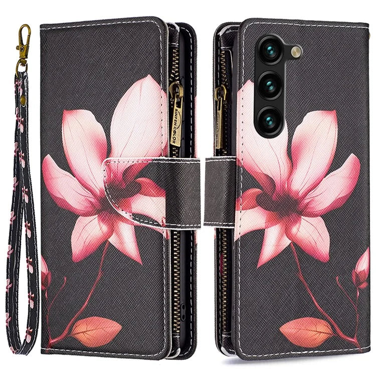 BF03 Stand Pattern Cover for Samsung Galaxy S24+ Leather Case with Zipper Wallet