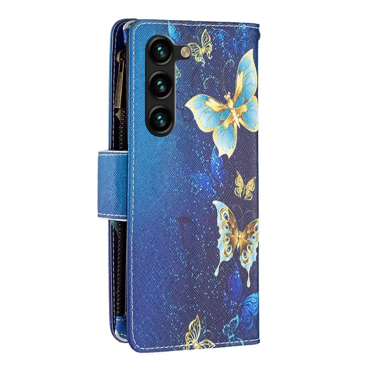 BF03 Stand Pattern Cover for Samsung Galaxy S24+ Leather Case with Zipper Wallet