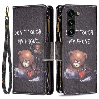 BF03 Stand Pattern Cover for Samsung Galaxy S24+ Leather Case with Zipper Wallet