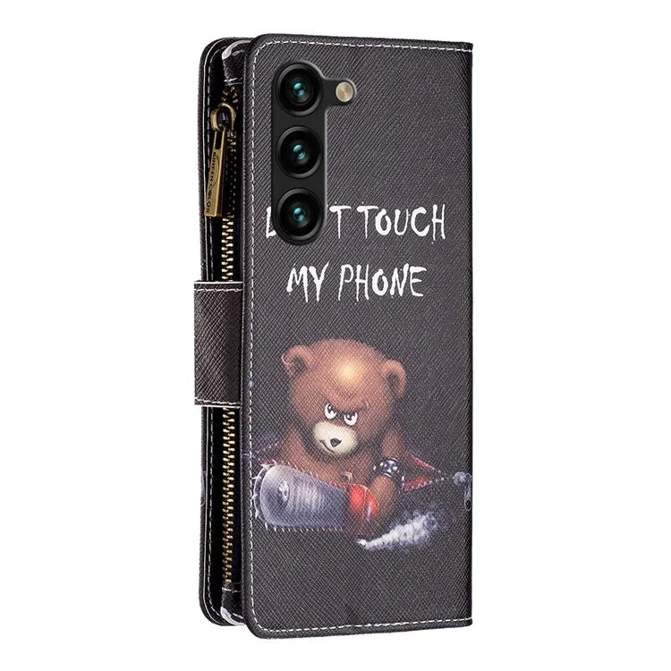 BF03 Stand Pattern Cover for Samsung Galaxy S24+ Leather Case with Zipper Wallet