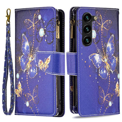 BF03 Stand Pattern Cover for Samsung Galaxy S24+ Leather Case with Zipper Wallet