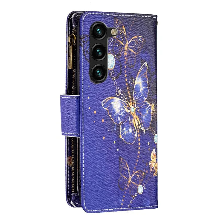 BF03 Stand Pattern Cover for Samsung Galaxy S24+ Leather Case with Zipper Wallet
