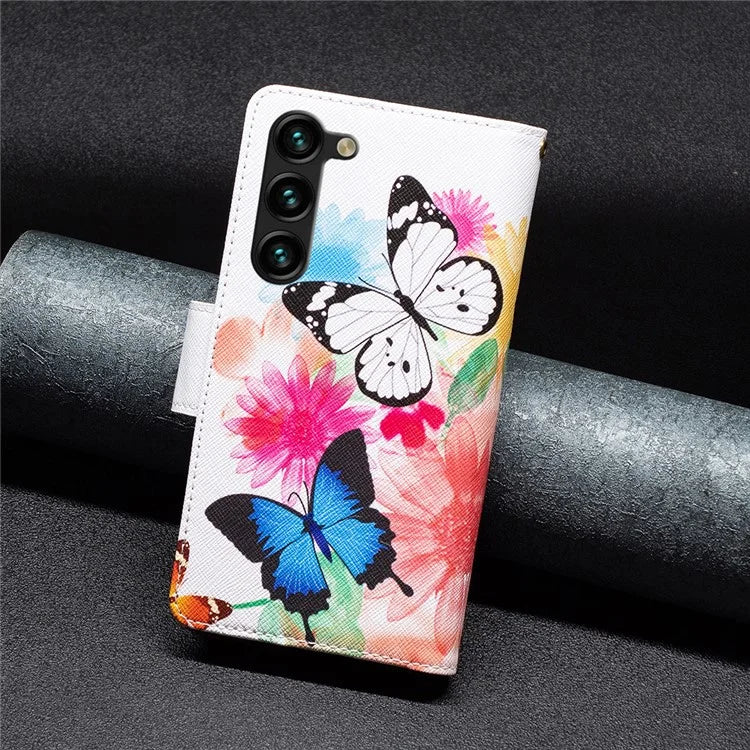 BF03 Stand Pattern Cover for Samsung Galaxy S24+ Leather Case with Zipper Wallet