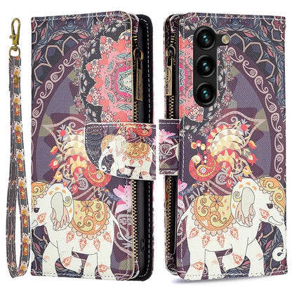 BF03 Stand Pattern Cover for Samsung Galaxy S24+ Leather Case with Zipper Wallet