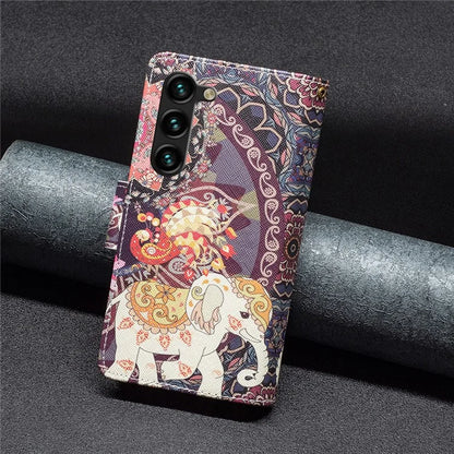 BF03 Stand Pattern Cover for Samsung Galaxy S24+ Leather Case with Zipper Wallet