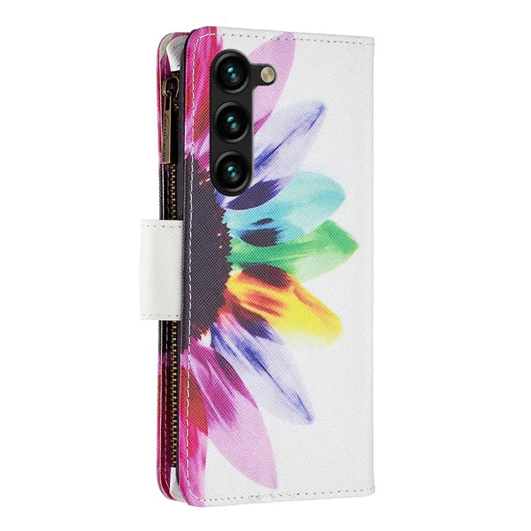 BF03 Stand Pattern Cover for Samsung Galaxy S24+ Leather Case with Zipper Wallet