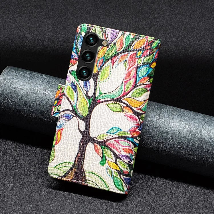 BF03 Stand Pattern Cover for Samsung Galaxy S24+ Leather Case with Zipper Wallet