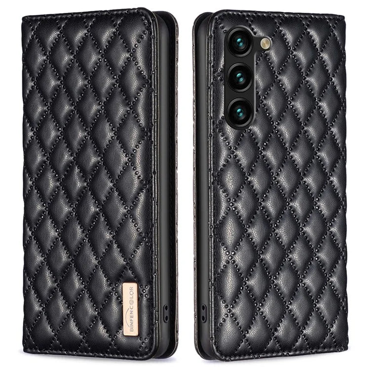 BINFEN COLOR BF16 For Samsung Galaxy S24+ Case PU Leather Rhombus Phone Cover