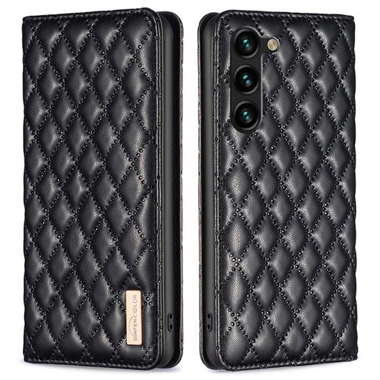 BINFEN COLOR BF16 For Samsung Galaxy S24+ Case PU Leather Rhombus Phone Cover
