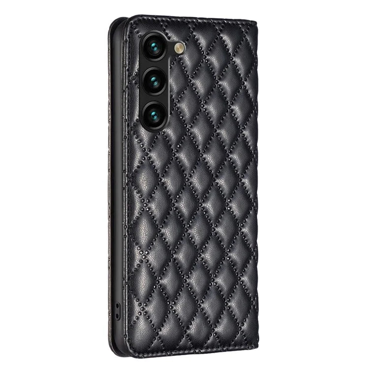BINFEN COLOR BF16 For Samsung Galaxy S24+ Case PU Leather Rhombus Phone Cover