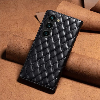 BINFEN COLOR BF16 For Samsung Galaxy S24+ Case PU Leather Rhombus Phone Cover
