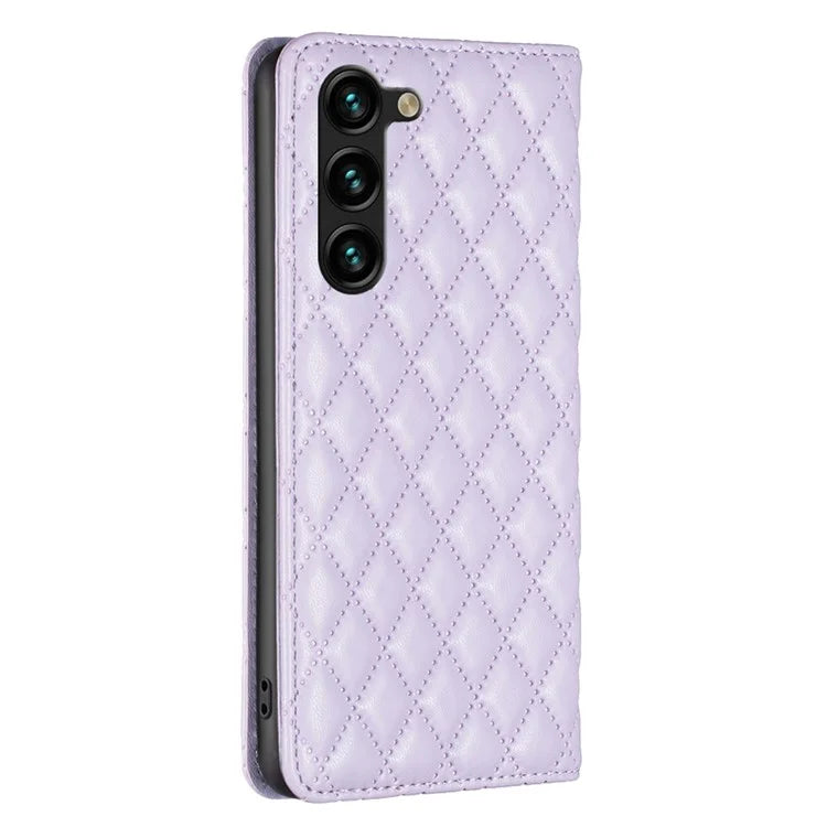 BINFEN COLOR BF16 For Samsung Galaxy S24+ Case PU Leather Rhombus Phone Cover