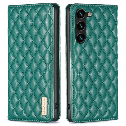 BINFEN COLOR BF16 For Samsung Galaxy S24+ Case PU Leather Rhombus Phone Cover
