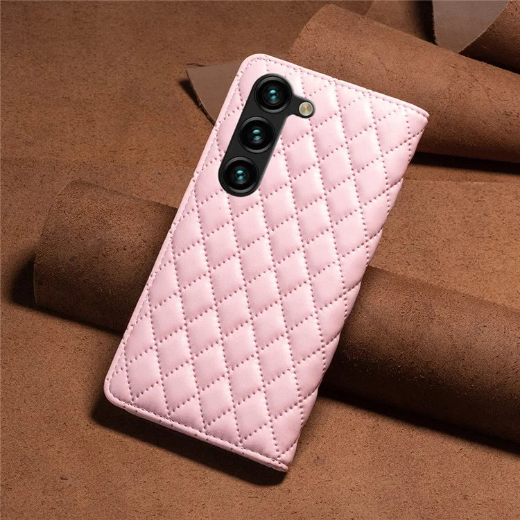 BINFEN COLOR BF16 For Samsung Galaxy S24+ Case PU Leather Rhombus Phone Cover