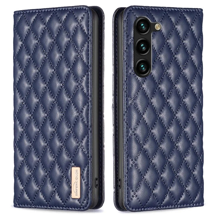 BINFEN COLOR BF16 For Samsung Galaxy S24+ Case PU Leather Rhombus Phone Cover