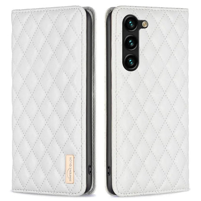 BINFEN COLOR BF16 For Samsung Galaxy S24+ Case PU Leather Rhombus Phone Cover