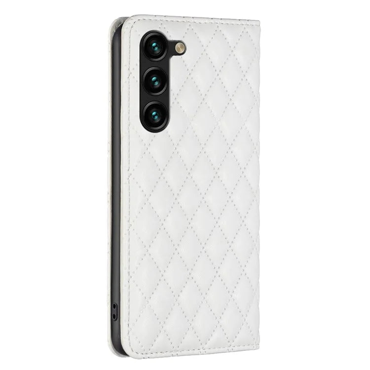 BINFEN COLOR BF16 For Samsung Galaxy S24+ Case PU Leather Rhombus Phone Cover