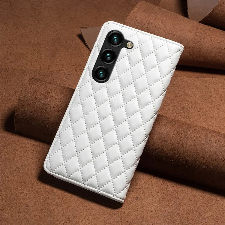 BINFEN COLOR BF16 For Samsung Galaxy S24+ Case PU Leather Rhombus Phone Cover