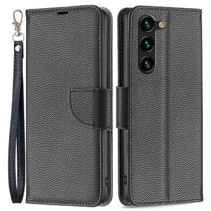 For Samsung Galaxy S24+ Case Stand PU Leather Cell Phone Cover Litchi Texture Shell