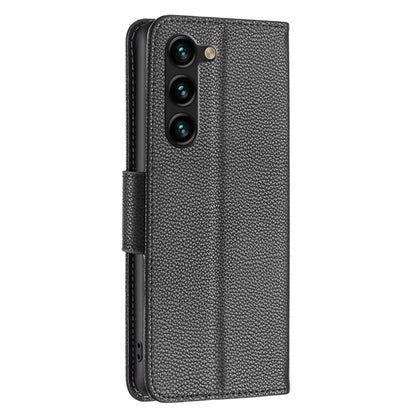 For Samsung Galaxy S24+ Case Stand PU Leather Cell Phone Cover Litchi Texture Shell