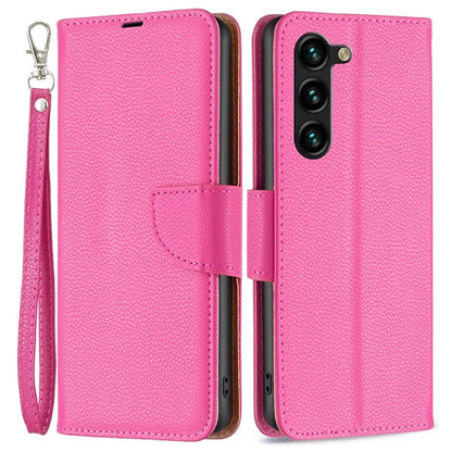 For Samsung Galaxy S24+ Case Stand PU Leather Cell Phone Cover Litchi Texture Shell