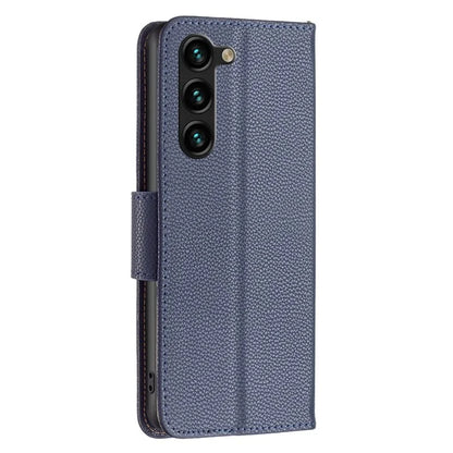 For Samsung Galaxy S24+ Case Stand PU Leather Cell Phone Cover Litchi Texture Shell