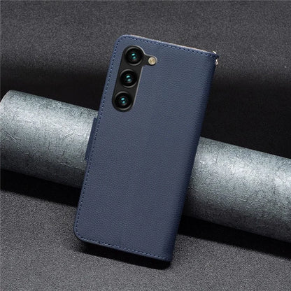 For Samsung Galaxy S24+ Case Stand PU Leather Cell Phone Cover Litchi Texture Shell
