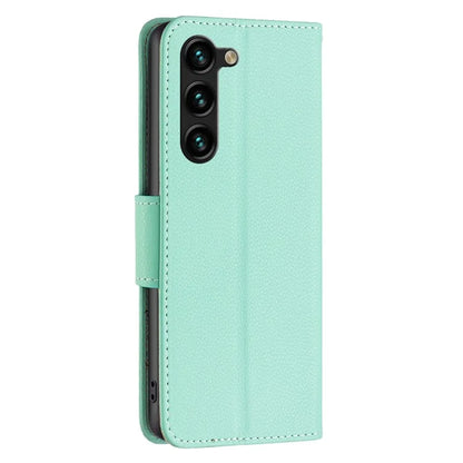 For Samsung Galaxy S24+ Case Stand PU Leather Cell Phone Cover Litchi Texture Shell