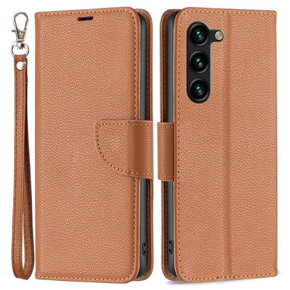 For Samsung Galaxy S24+ Case Stand PU Leather Cell Phone Cover Litchi Texture Shell