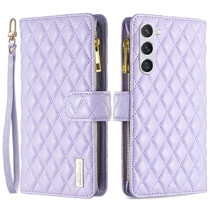 BINFEN COLOR BF Style-15 For Samsung Galaxy S24+ Leather Phone Case Zipper Pocket Wallet Phone Cover