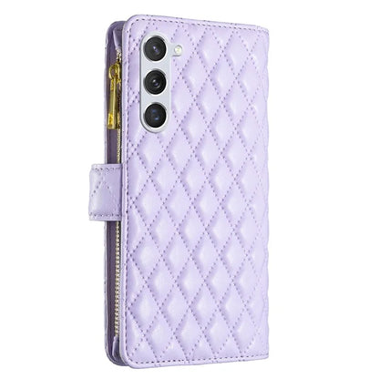 BINFEN COLOR BF Style-15 For Samsung Galaxy S24+ Leather Phone Case Zipper Pocket Wallet Phone Cover